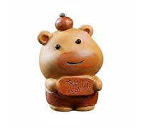 Capybara Decorative Figurine Tea Pet Ornament Sculpture Statue Clay Handmade Calm Matte Companion suitable for tea table tea room home decor office, Capybara Figurine Holding Missing You Sign