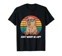 Capybara Dont Worry Be Cappy Boys Girls Funny Retro Capybara T-Shirt, Men, Black, 6X-Large