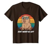 Capybara Dont Worry Be Cappy Boys Girls Funny Retro Capybara T-Shirt, Youth, Brown, 2T