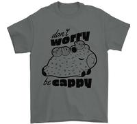 Capybara Dont Worry Be Cappy Mens T-Shirt 100% Cotton Charcoal XL