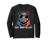 Capybara Don't Worry Be Capy Lovers July 4th USA Flag #25D47 Long Sleeve T-Shirt
