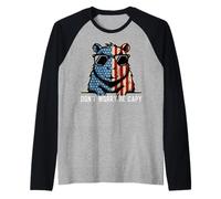 Capybara Don't Worry Be Capy Lovers July 4th USA Flag #25D47 Raglan Baseball Tee