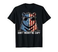 Capybara Don't Worry Be Capy Lovers July 4th USA Flag #25D47 T-Shirt