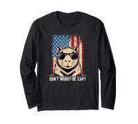 Capybara Don't Worry Be Capy Lovers July 4th USA Flag #25D48 Long Sleeve T-Shirt