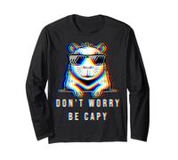 Capybara Don't Worry Be Capy Lovers Trippy EDM Rave #25D4B Long Sleeve T-Shirt
