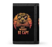 Capybara Don't Worry Be Capy Men's Wallets Trifold Women Purse with Coin Pocket 8 Card Slots Keyring Photo Window