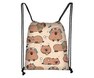 Capybara Drawstring Backpack - Waterproof Polyester Gym Backpack | Cute Unisex Sports Swimming | For Exercise Beach Hiking School Fitness Outdoor Adventure Ni, B, Consulte la descripción, See