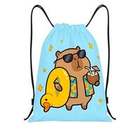 Capybara Drawstring Bag, Cartoon Capybara Backpack, Cute Waterproof Swimming Bag, Lightweight Gym Backpack for Sports, Travel & Camping, Large Capacity String Bags Gift for Animal Loves