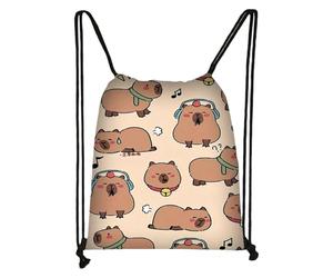 CAPYBARA Drawstring Sack - Lightweight Waterproof Polyester Travel Tote Bag, Durable Drawstring Closure, Spacious Sports Storage Design, Fitness Organizer with Cute Animal Design |, b, Siehe