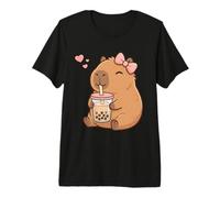 Capybara Drink Bubble Tea Girls Capybara Pink Coquette Bow Premium T-Shirt