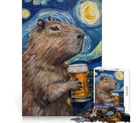 Capybara Drinking Beer Puzzles for Teenagers 1000 Pieces Memory Power Mindful Escape Accurate Cut Memorable Gift (38x26cm)