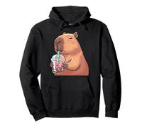 Capybara Drinking Bubble Tea Animal Rodent Lover Capybaras Pullover Hoodie