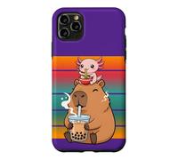 Capybara Drinks His Boba Tea Axolotl Eating Ramen Noodles Case for iPhone 11 Pro Max