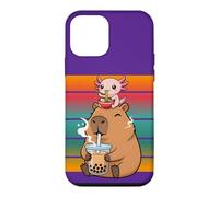 Capybara Drinks His Boba Tea Axolotl Eating Ramen Noodles Case for iPhone 12 mini
