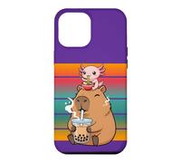 Capybara Drinks His Boba Tea Axolotl Eating Ramen Noodles Case for iPhone 12 Pro Max