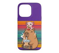 Capybara Drinks His Boba Tea Axolotl Eating Ramen Noodles Case for iPhone 13 Pro