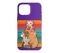 Capybara Drinks His Boba Tea Axolotl Eating Ramen Noodles Case for iPhone 16 Pro Max