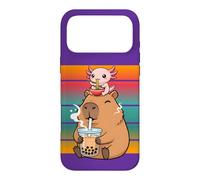Capybara Drinks His Boba Tea Axolotl Eating Ramen Noodles Case for iPhone 17 Pro Max