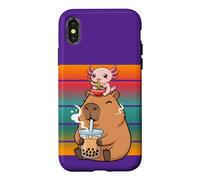 Capybara Drinks His Boba Tea Axolotl Eating Ramen Noodles Case for iPhone X/XS