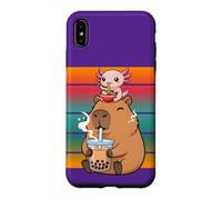 Capybara Drinks His Boba Tea Axolotl Eating Ramen Noodles Case for iPhone XS Max