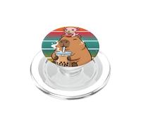 Capybara Drinks His Boba Tea Axolotl Eating Ramen Noodles PopSockets PopGrip for MagSafe