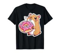 Capybara Eating a Donut Kawaii Cute Pink Sprinkles T-Shirt