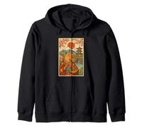 Capybara Eating Tokoyaki in Kimono Mount Fuji Cherry Blossom Zip Hoodie