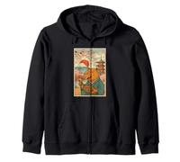 Capybara Eating Tokoyaki in Kimono Mount Fuji Cherry Blossom Zip Hoodie