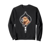 Capybara Emerging from A Zipper Funny Costume Sweatshirt