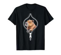 Capybara Emerging from A Zipper Funny Costume T-Shirt