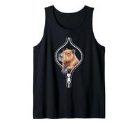 Capybara Emerging from A Zipper Funny Costume Tank Top