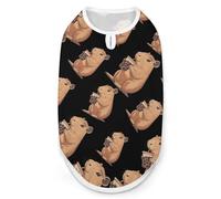 Capybara Enjoying Bubble Tea Dog Clothes Fashionable Sleeveless Pet Vest Puppy Breathable Shirts for Small Medium Dogs Cat L