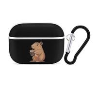 Capybara Enjoying Bubble Tea Funny Headphone Cases Compatible with AirPods Pro Hard PC Protective Cover with Keychain
