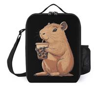 Capybara Enjoying Bubble Tea Insulated Lunch Bag for Men Women Reusable Soft Lunchbox Portable Tote Bags for Office Work Picnic