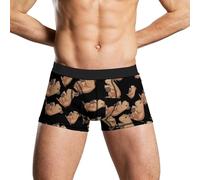 Capybara Enjoying Bubble Tea Mens Underwear Boxer Briefs Comfort Stretch Trunk Underpants Gift for Father Husband M