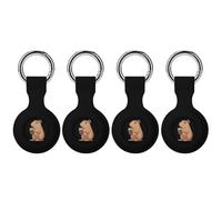 Capybara Enjoying Bubble Tea Silicone Case Compatible with Airtag Anti-Scratch Key Chain for Air Tags Shockproof GPS Cover