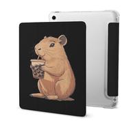 Capybara Enjoying Bubble Tea Slim Tablet Cases Compatible with iPad Series With Pencil Holder Protective Cover Compatible with IPAD 2020 AIR 4 （10.9in）