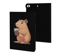Capybara Enjoying Bubble Tea Slim Tablet Cases Compatible with iPad Series Without Pencil Holder Protective Cover Compatible with ipad Mini 1/2/3/4/5 (7.9in)