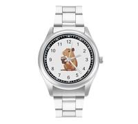 Capybara Enjoying Bubble Tea Watch for Men Metal Band Watches Business Gift Three-Hand Wrist Watch for Boyfriend Father