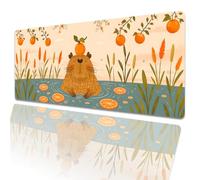 Capybara Extended Mouse Pad 31.5x11.8in, Orange Pond Floral Art Large Desk Mat with Non-Slip Rubber Base, Big Mousepad for Laptop Computer PC, Gaming Office Home Decor, Deskmat Gifts