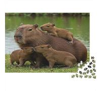Capybara Family Scene 1000 Pieces Non-Toxic Paper Premium Waterside Area Jigsaw for Gift Recipients Concentration Training Senior Pastime 70x50cm/1000pcs