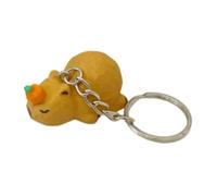 Capybara Figure - 7.5 cm/2.95 Inch Mini Animal Ornament, Miniature Cartoon Sleeping Capybara Sculpture, Large Key Chain, Dashboard Decoration for Car Center Console, Room, Deskto