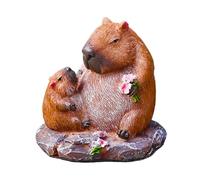 Capybara Figurine, Tiny Capybara Resin Figurines Ornaments, Animal Mother and Child Garden Statue Landscape Accessories for Car, Dashboard, Desk7.5x8.5x8cm