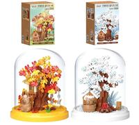 Capybara & Flower Building Set 2PCS Tree House Building Set with Cover Botanical Construction Blocks Collection Creative Garden Decor for Home Display Birthday Gift
