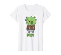 Capybara Frankenstein Bruh Halloween Value Graphic T-Shirt, Women, White, M