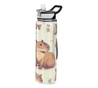 Capybara Friends Water Bottle with Straw 1 Litre Sports Bottle Tritan BPA Free Clear Drinking Bottle for Adults Outdoor School Gym Travel