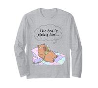 Capybara Funny Gossip Yapper Meme The Tea is Piping Hot Long Sleeve T-Shirt