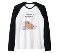 Capybara Funny Gossip Yapper Meme The Tea is Piping Hot Raglan Baseball Tee