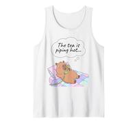 Capybara Funny Gossip Yapper Meme The Tea is Piping Hot Tank Top