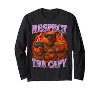 Capybara Funny Tee for Boys and Y2K Men Respect The Capy Long Sleeve T-Shirt